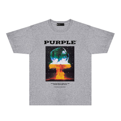 Purple Layered Mushroom Cloud Graphic T-Shirt Short Sleeve Casual Streetwear Tee PUR125