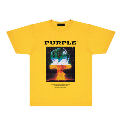 Purple Layered Mushroom Cloud Graphic T-Shirt Short Sleeve Casual Streetwear Tee PUR125