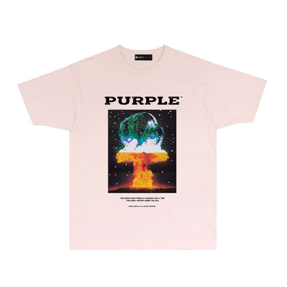Purple Layered Mushroom Cloud Graphic T-Shirt Short Sleeve Casual Streetwear Tee PUR125