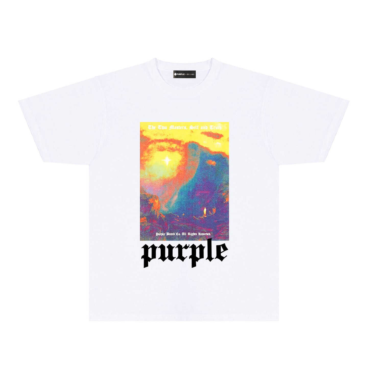 Purple Colorful Volcano Graphic T-Shirt Short Sleeve Casual Streetwear Tee PUR126