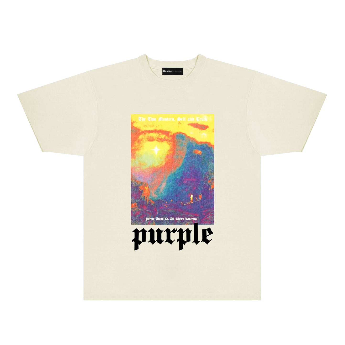 Purple Colorful Volcano Graphic T-Shirt Short Sleeve Casual Streetwear Tee PUR126