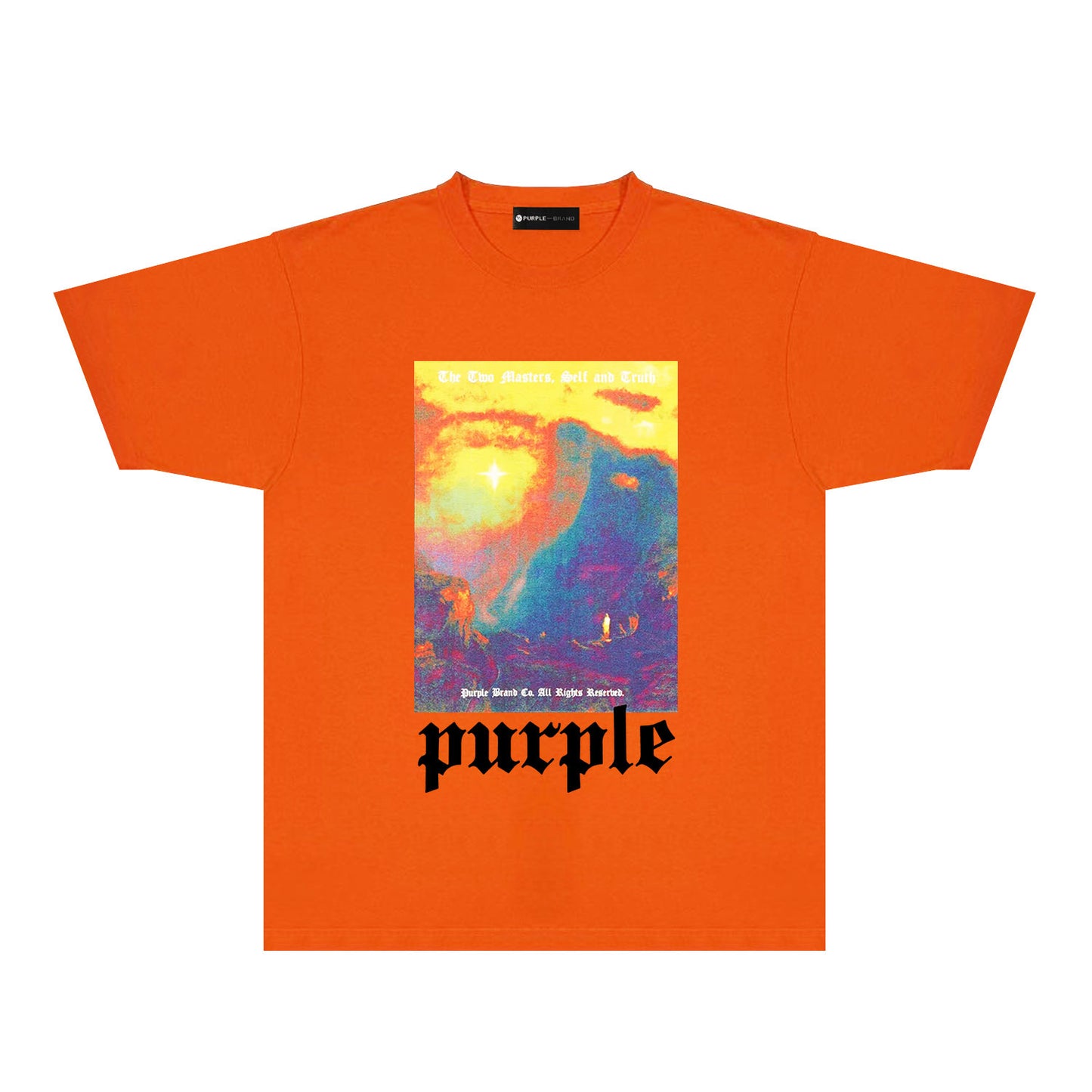 Purple Colorful Volcano Graphic T-Shirt Short Sleeve Casual Streetwear Tee PUR126