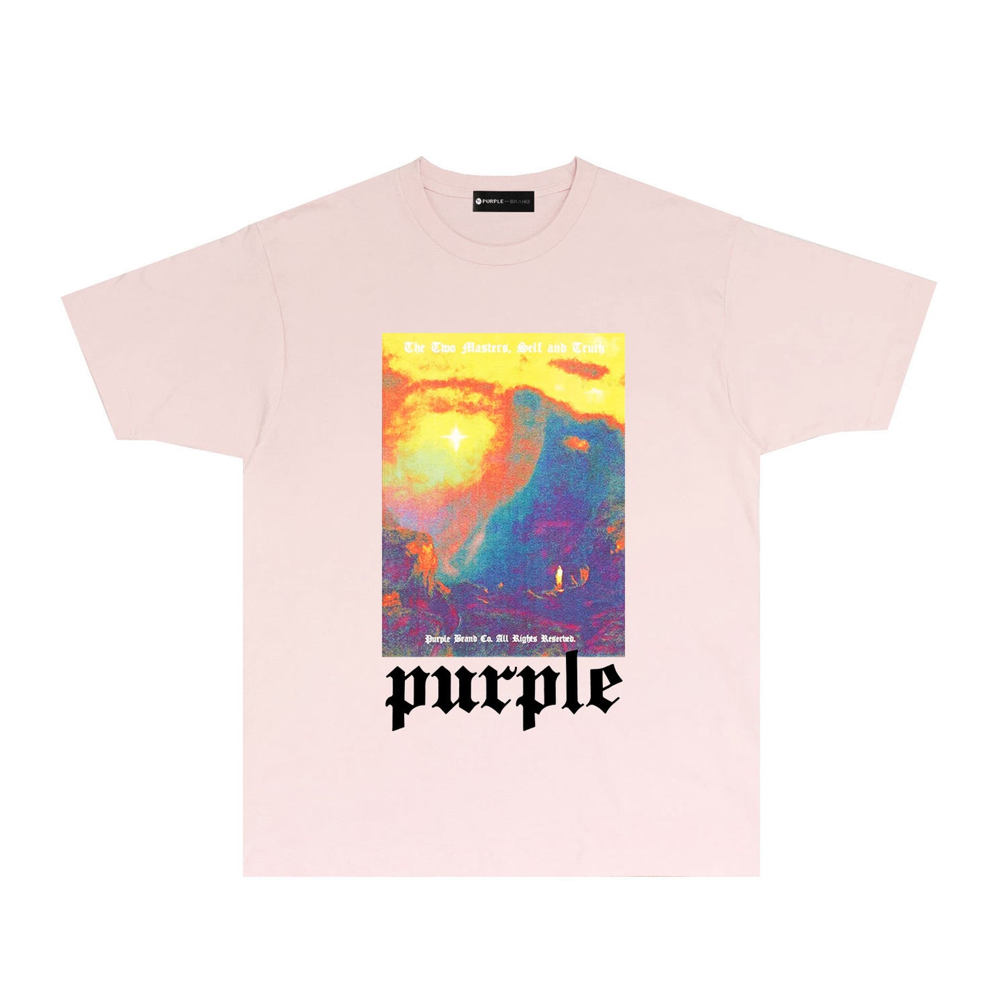 Purple Colorful Volcano Graphic T-Shirt Short Sleeve Casual Streetwear Tee PUR126