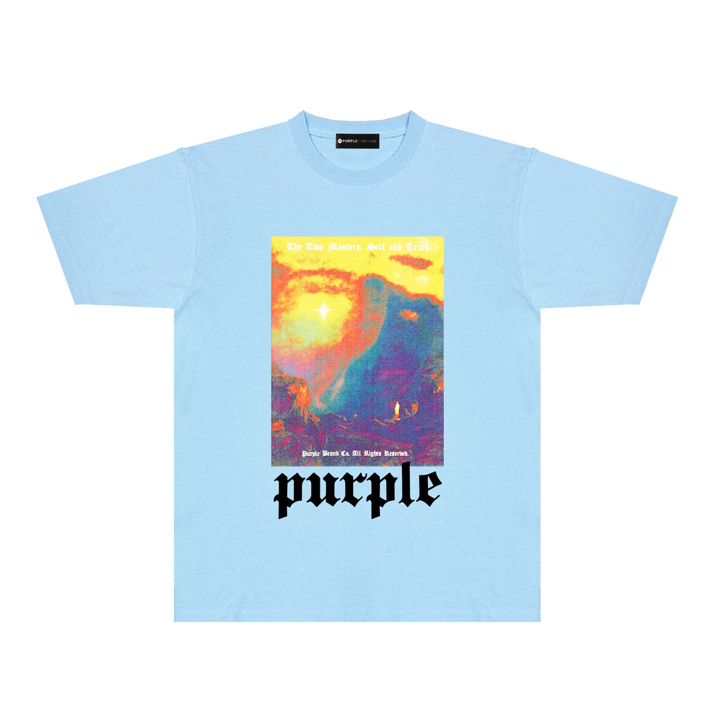 Purple Colorful Volcano Graphic T-Shirt Short Sleeve Casual Streetwear Tee PUR126