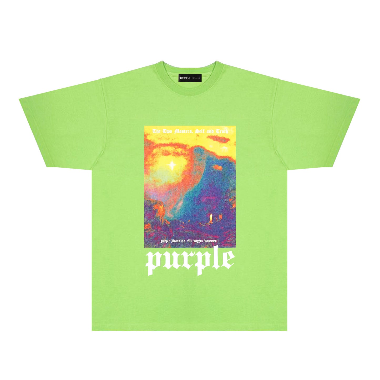 Purple Colorful Volcano Graphic T-Shirt Short Sleeve Casual Streetwear Tee PUR126