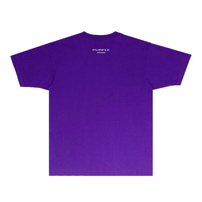 Purple Cutout Small Letter Graphic T-Shirt Short Sleeve Casual Streetwear Tee PUR127A