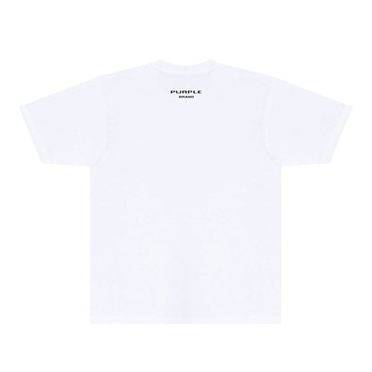 Purple Cutout Small Letter Graphic T-Shirt Short Sleeve Casual Streetwear Tee PUR127A