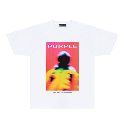 Purple Abstract Color Graphic T-Shirt Short Sleeve Casual Streetwear Tee PUR127