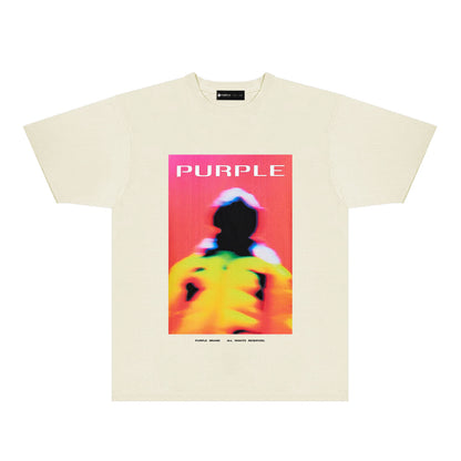 Purple Abstract Color Graphic T-Shirt Short Sleeve Casual Streetwear Tee PUR127