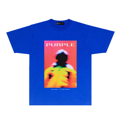 Purple Abstract Color Graphic T-Shirt Short Sleeve Casual Streetwear Tee PUR127