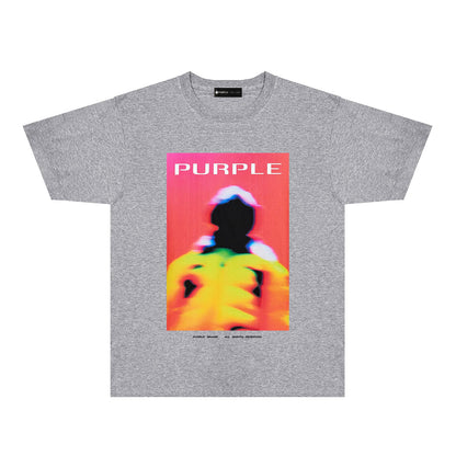 Purple Abstract Color Graphic T-Shirt Short Sleeve Casual Streetwear Tee PUR127
