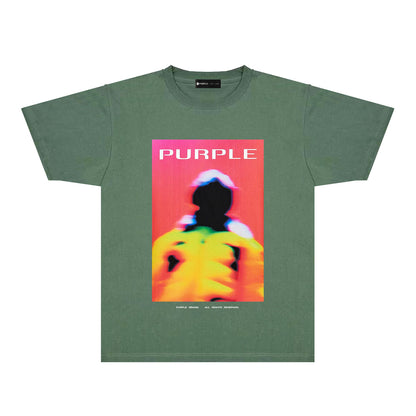 Purple Abstract Color Graphic T-Shirt Short Sleeve Casual Streetwear Tee PUR127