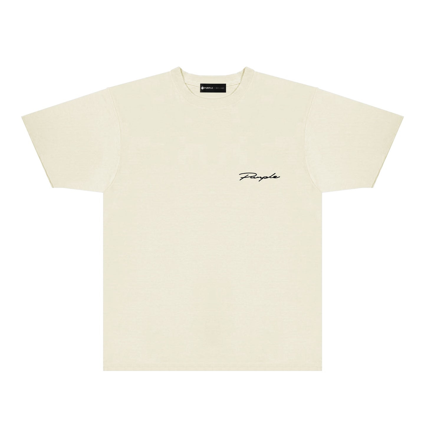 Purple Cursive Small Letter Graphic T-Shirt Short Sleeve Casual Streetwear Tee PUR128