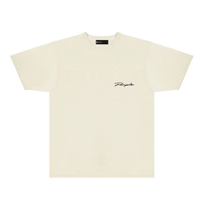 Purple Cursive Small Letter Graphic T-Shirt Short Sleeve Casual Streetwear Tee PUR128