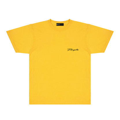 Purple Cursive Small Letter Graphic T-Shirt Short Sleeve Casual Streetwear Tee PUR128