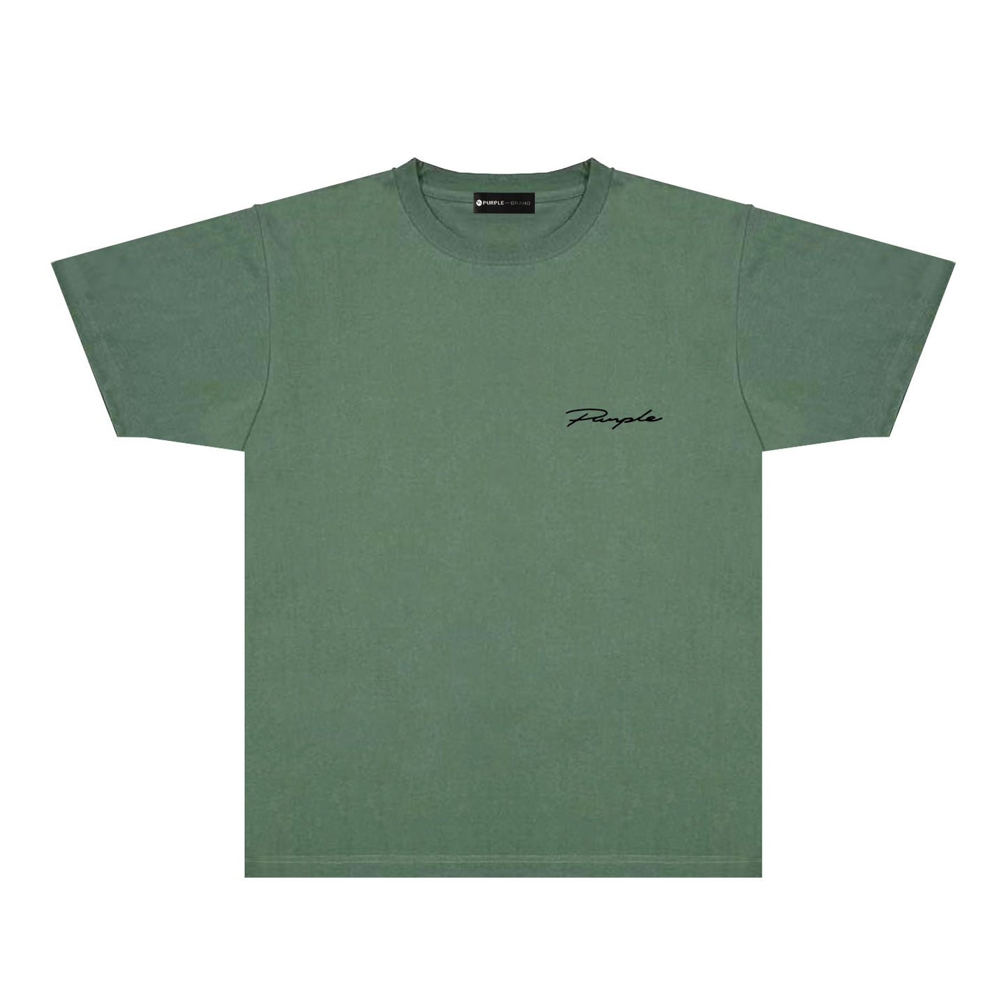Purple Cursive Small Letter Graphic T-Shirt Short Sleeve Casual Streetwear Tee PUR128