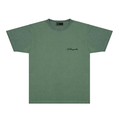 Purple Cursive Small Letter Graphic T-Shirt Short Sleeve Casual Streetwear Tee PUR128