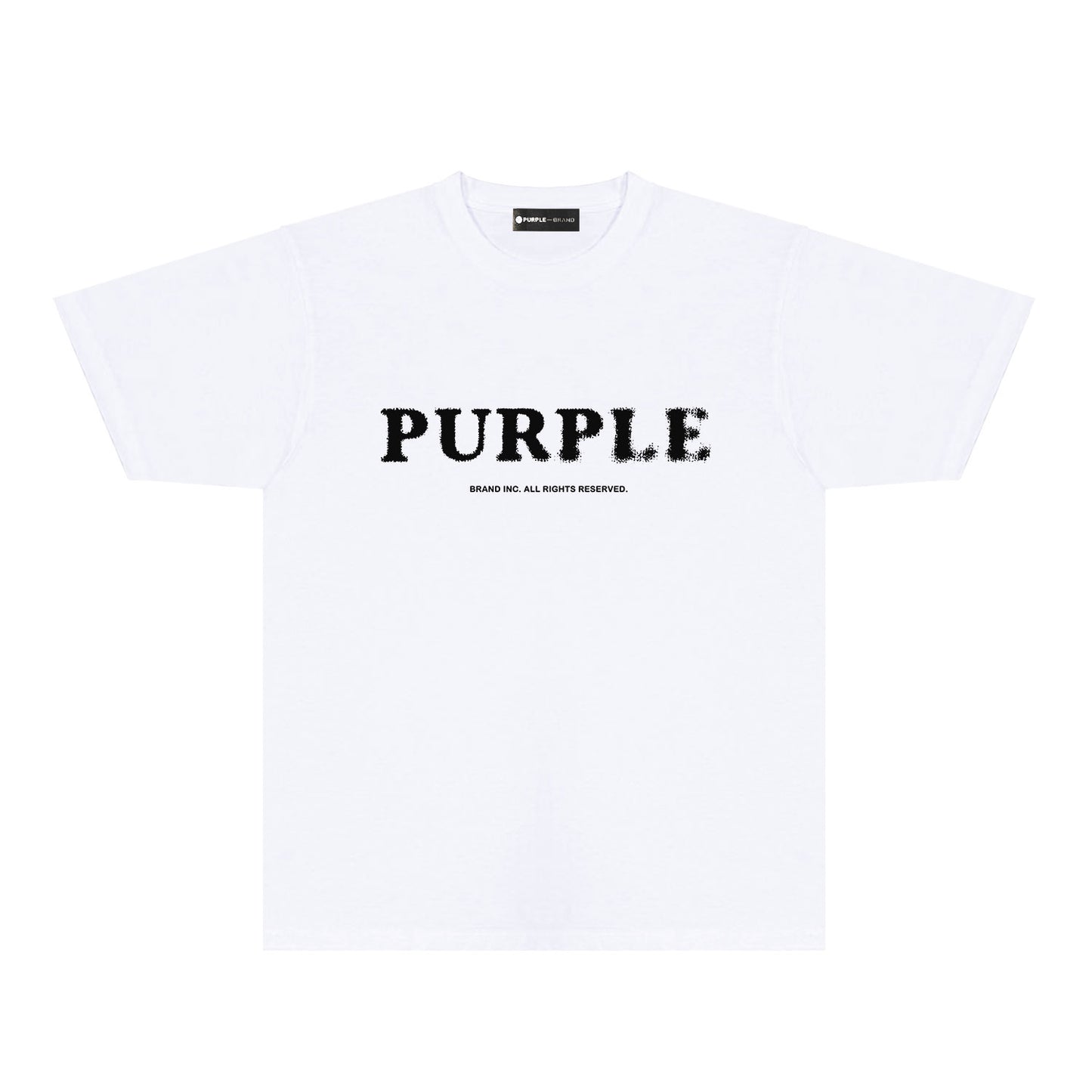 Purple Mist Effect Text Graphic T-Shirt Short Sleeve Casual Streetwear Tee PUR129