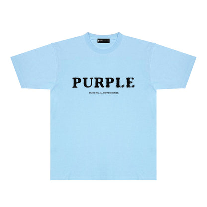 Purple Mist Effect Text Graphic T-Shirt Short Sleeve Casual Streetwear Tee PUR129