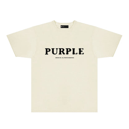 Purple Mist Effect Text Graphic T-Shirt Short Sleeve Casual Streetwear Tee PUR129