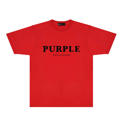 Purple Mist Effect Text Graphic T-Shirt Short Sleeve Casual Streetwear Tee PUR129