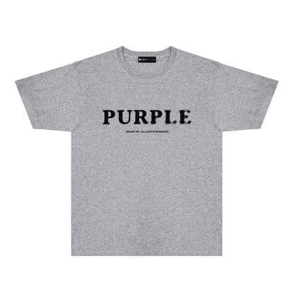 Purple Mist Effect Text Graphic T-Shirt Short Sleeve Casual Streetwear Tee PUR129