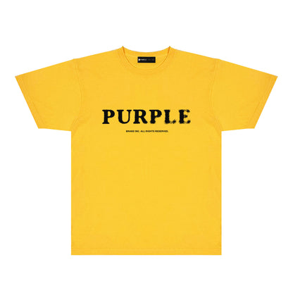 Purple Mist Effect Text Graphic T-Shirt Short Sleeve Casual Streetwear Tee PUR129