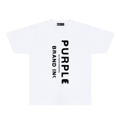 Purple Vertical Mist Text Graphic T-Shirt Short Sleeve Casual Streetwear Tee PUR130