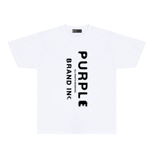 Purple Vertical Mist Text Graphic T-Shirt Short Sleeve Casual Streetwear Tee PUR130
