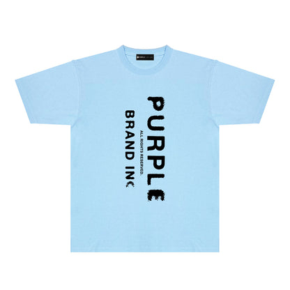 Purple Vertical Mist Text Graphic T-Shirt Short Sleeve Casual Streetwear Tee PUR130