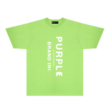 Purple Vertical Mist Text Graphic T-Shirt Short Sleeve Casual Streetwear Tee PUR130