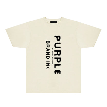 Purple Vertical Mist Text Graphic T-Shirt Short Sleeve Casual Streetwear Tee PUR130