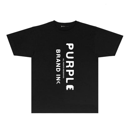 Purple Vertical Mist Text Graphic T-Shirt Short Sleeve Casual Streetwear Tee PUR130