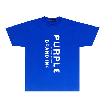 Purple Vertical Mist Text Graphic T-Shirt Short Sleeve Casual Streetwear Tee PUR130