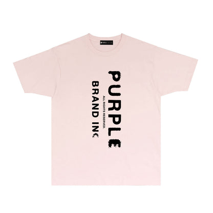 Purple Vertical Mist Text Graphic T-Shirt Short Sleeve Casual Streetwear Tee PUR130