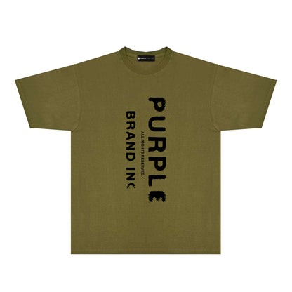 Purple Vertical Mist Text Graphic T-Shirt Short Sleeve Casual Streetwear Tee PUR130