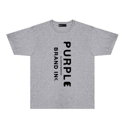 Purple Vertical Mist Text Graphic T-Shirt Short Sleeve Casual Streetwear Tee PUR130