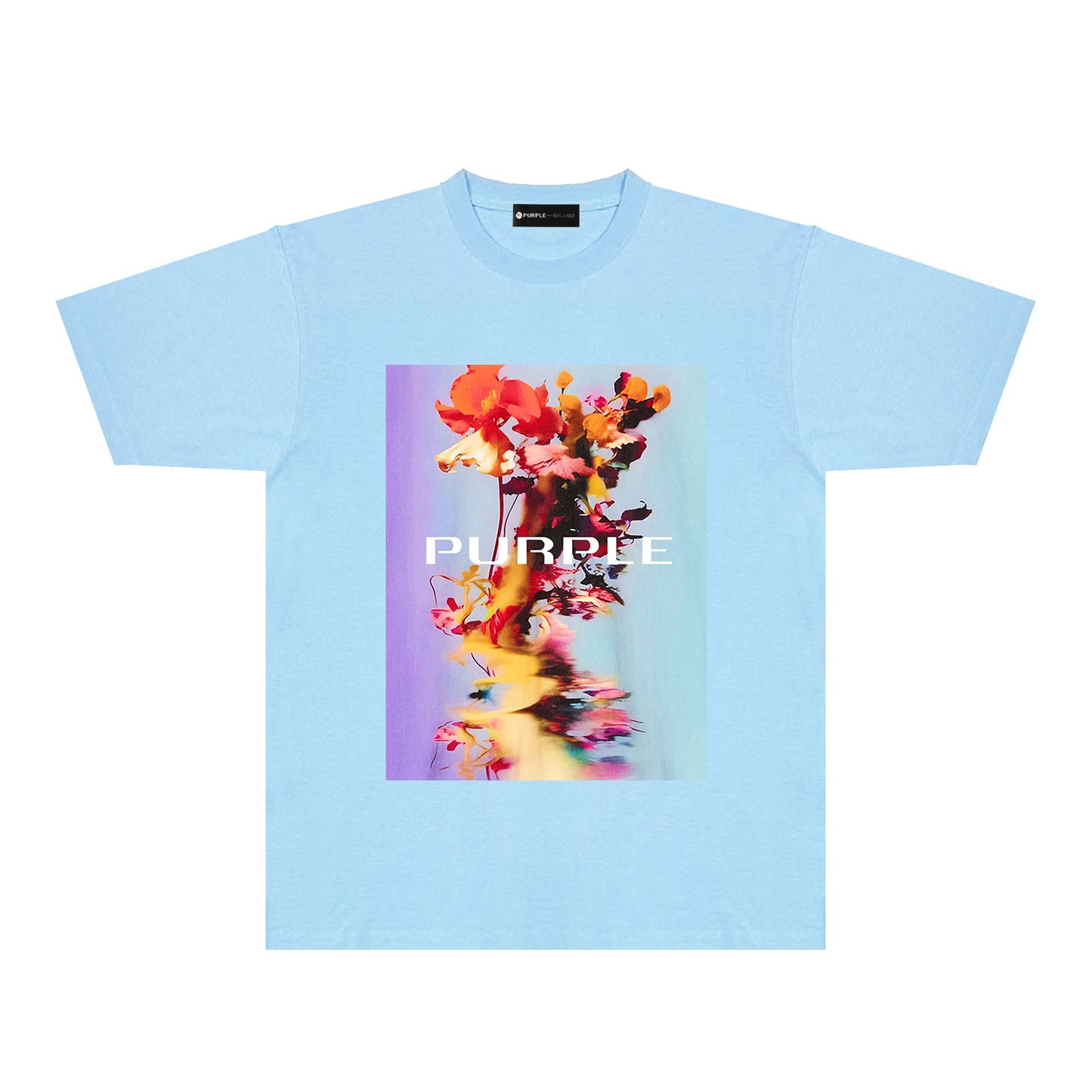 Purple Floral Graphic T-Shirt Short Sleeve Casual Streetwear Tee PUR131