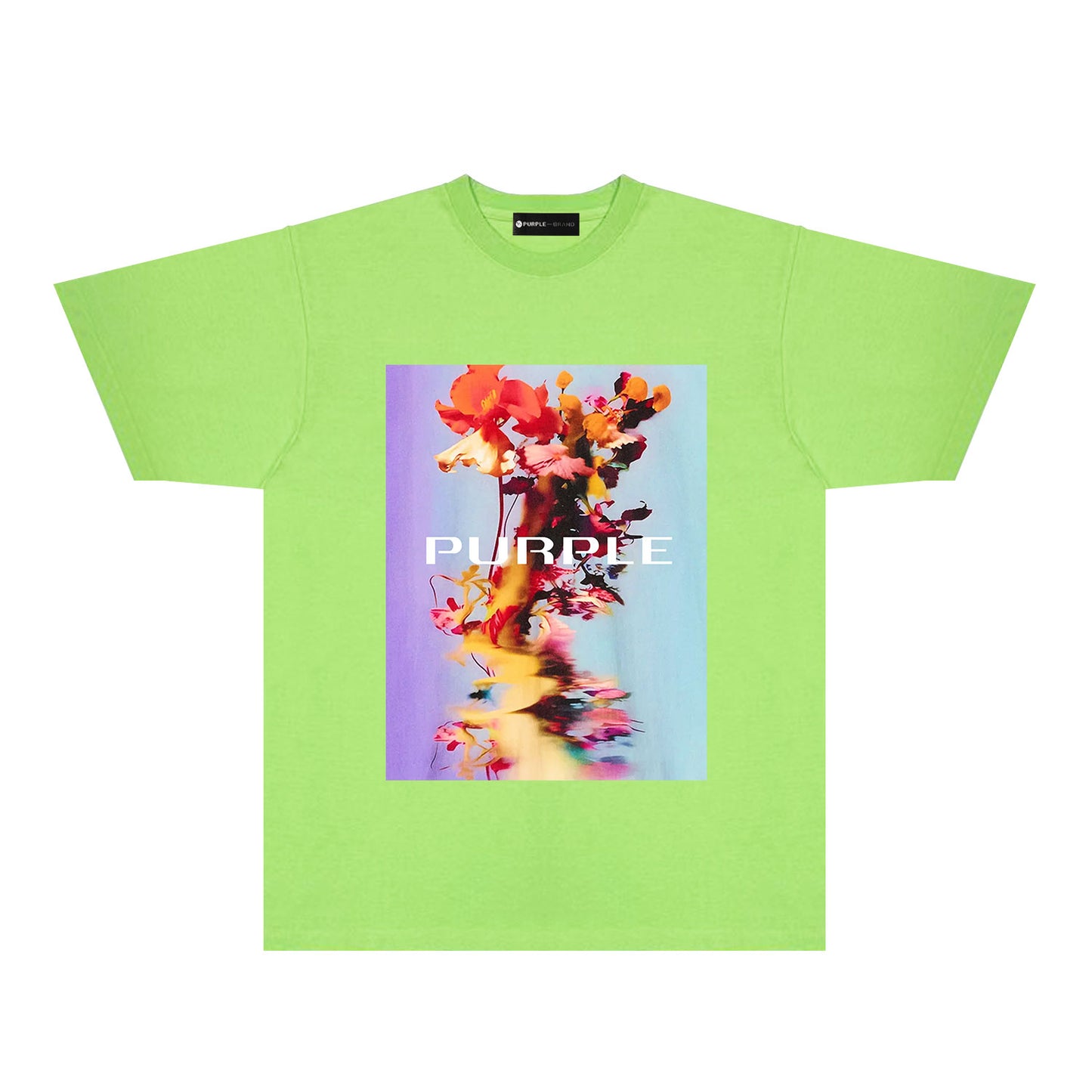Purple Floral Graphic T-Shirt Short Sleeve Casual Streetwear Tee PUR131