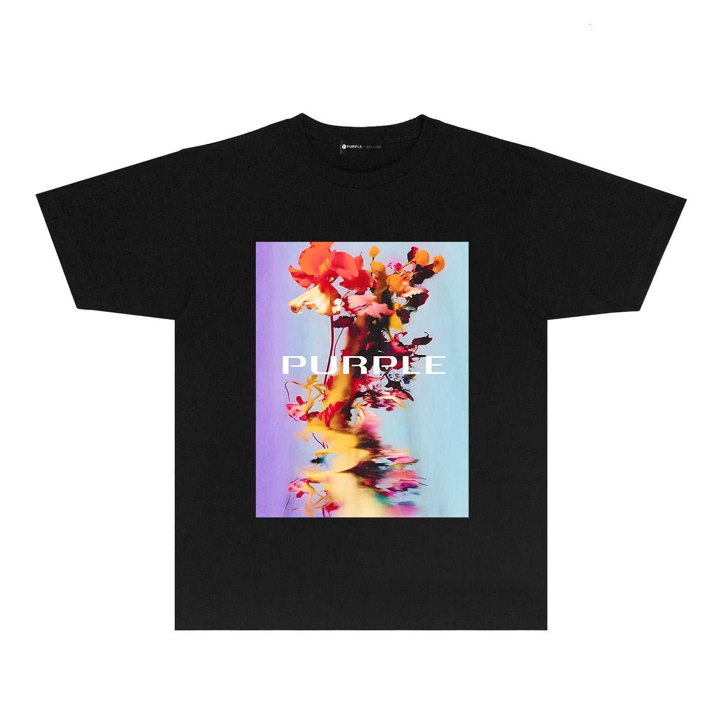 Purple Floral Graphic T-Shirt Short Sleeve Casual Streetwear Tee PUR131