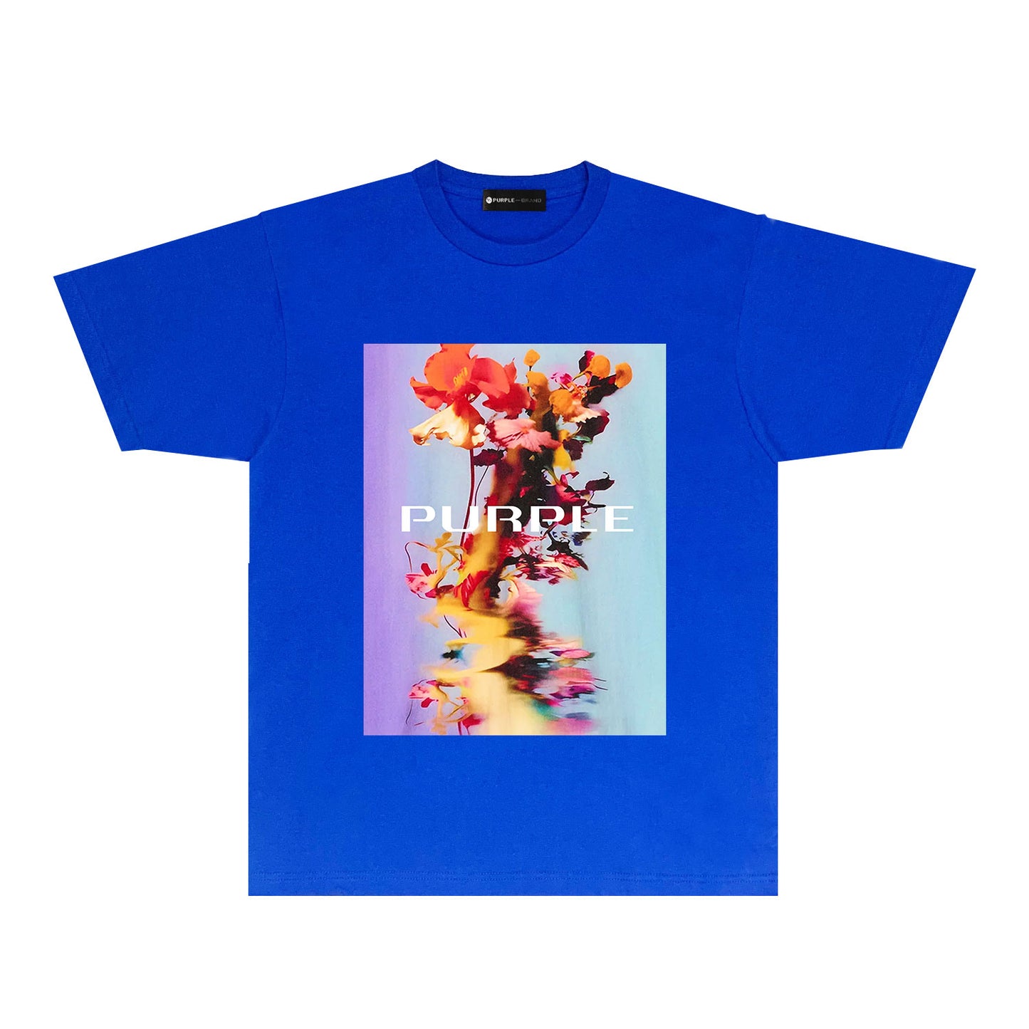 Purple Floral Graphic T-Shirt Short Sleeve Casual Streetwear Tee PUR131