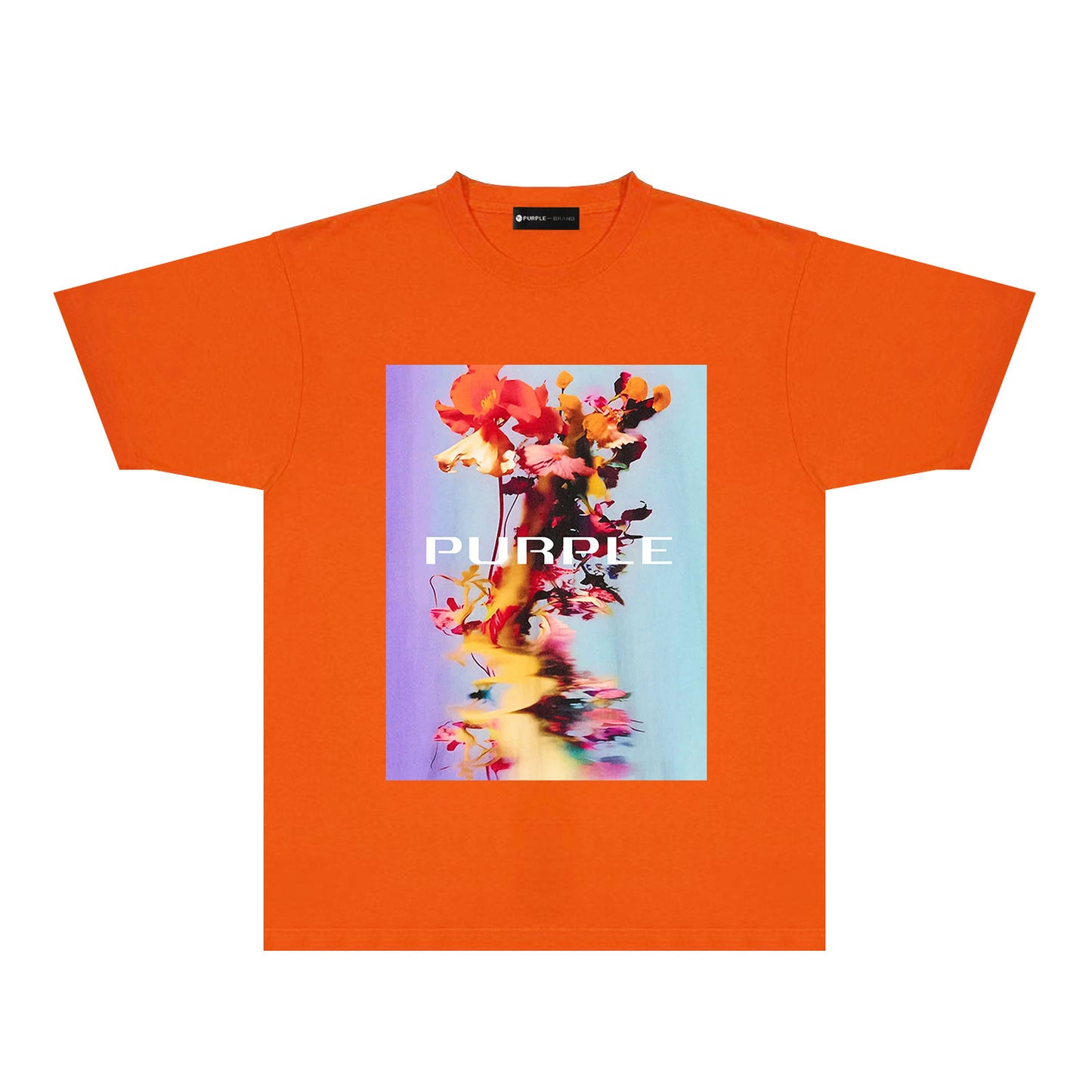 Purple Floral Graphic T-Shirt Short Sleeve Casual Streetwear Tee PUR131