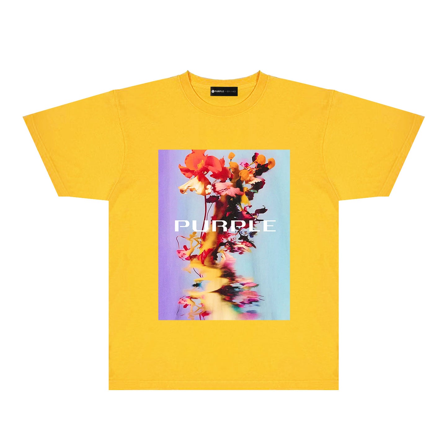 Purple Floral Graphic T-Shirt Short Sleeve Casual Streetwear Tee PUR131