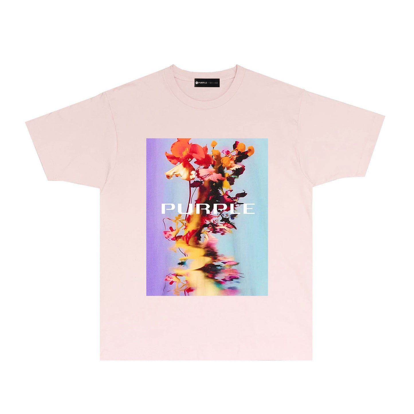 Purple Floral Graphic T-Shirt Short Sleeve Casual Streetwear Tee PUR131