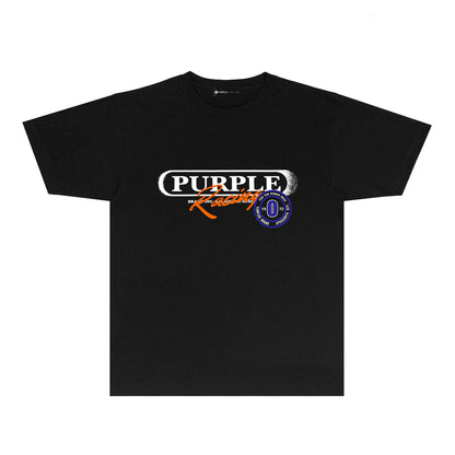 Purple Blurred Border Graphic T-Shirt Short Sleeve Casual Streetwear Tee PUR133