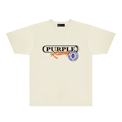 Purple Blurred Border Graphic T-Shirt Short Sleeve Casual Streetwear Tee PUR133