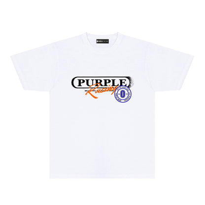 Purple Blurred Border Graphic T-Shirt Short Sleeve Casual Streetwear Tee PUR133