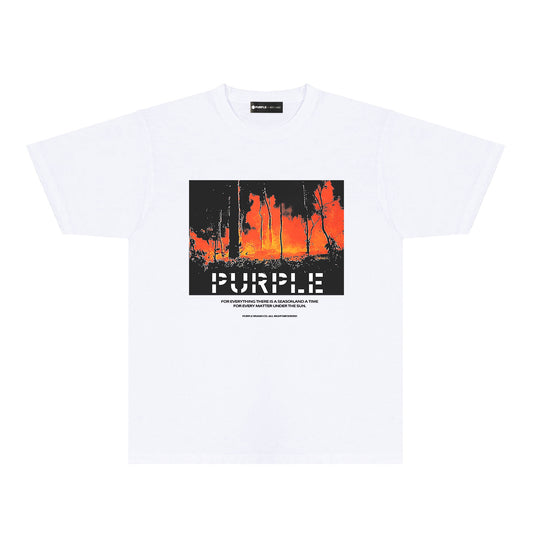 Purple Forest Wildfire Graphic T-Shirt Short Sleeve Casual Streetwear Tee PUR134