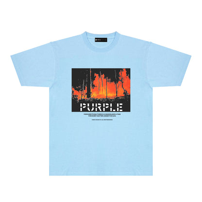 Purple Forest Wildfire Graphic T-Shirt Short Sleeve Casual Streetwear Tee PUR134