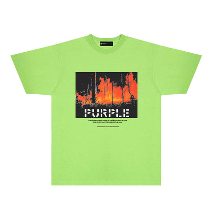 Purple Forest Wildfire Graphic T-Shirt Short Sleeve Casual Streetwear Tee PUR134